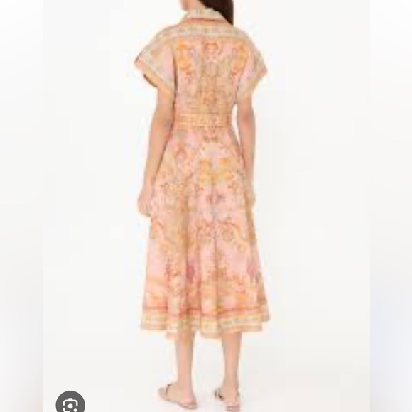 Floral Belted Dress with Pink and Orange Accents - Picture 3 of 3